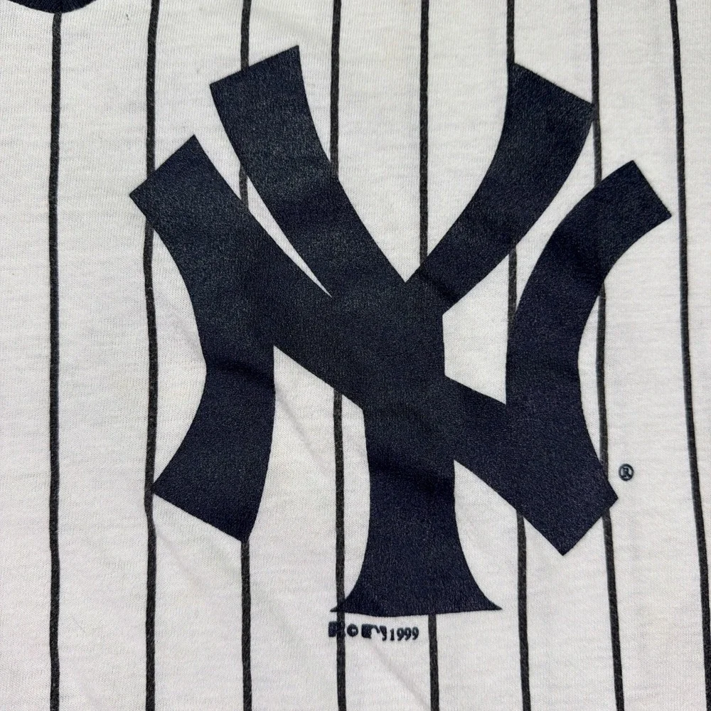 Vintage Yankees Pinstripe Shirt Russell Athletic Medium 90s Classic